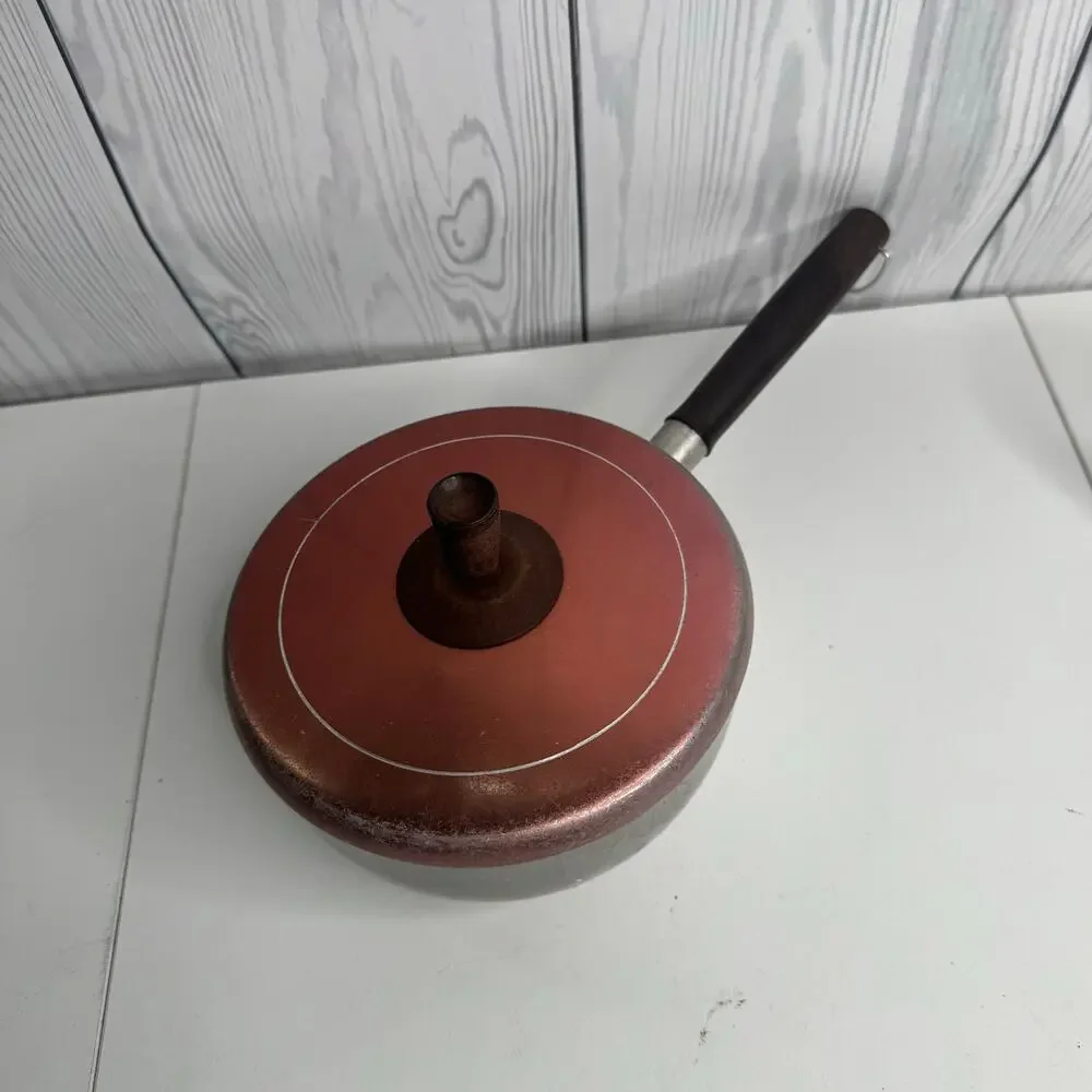 Lot of 3 Vtg MCM Wear-Ever/Faberwear Aluminum Pots Pan Skillet Copper Lids